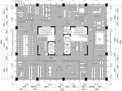 现代整体办公空间 商业办公区 施工图