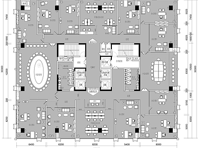 现代整体办公空间 接待办公区 商业会议接待 施工图