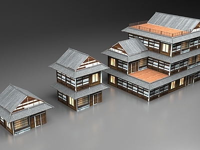 日式古建 日式建筑配楼