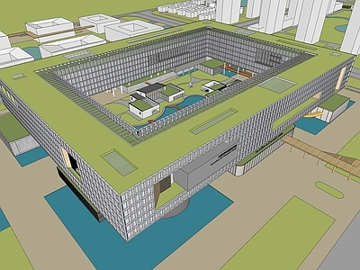 现代鸟瞰规划 回字形建筑 口字形建筑 规划