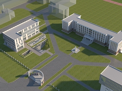 现代学校外观 教学楼 办公楼 学校 公建