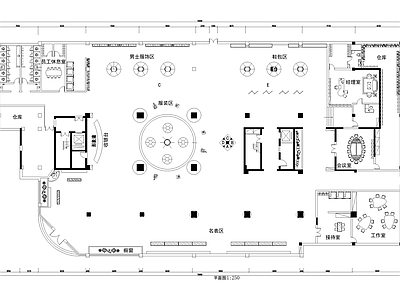 服装店 鞋包手表服饰店 橱窗 收银台接待工作室 展台会议室仓库 施工图