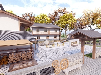 现代乡村庭院 乡村庭院 乡村院坝 乡村民房 民宿院坝 乡村围墙