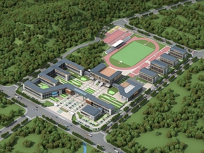 新中式学校外观 新中式风格 学校 教育机构