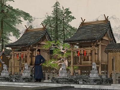 中式日式佛龛 日式佛龛 神位 祭祀台 土地庙