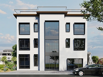 现代别墅外观 现代别墅外观 新中式别墅外观 建筑外观 独栋别墅