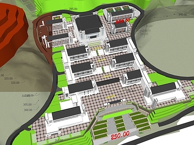 新中式学校建筑 中学