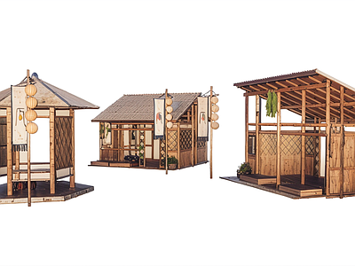 中式其他景观小建筑 木屋