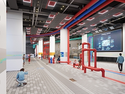 现代展览馆建筑 微空间改造 城市管道风格 景观装置 城市管网 小微空间