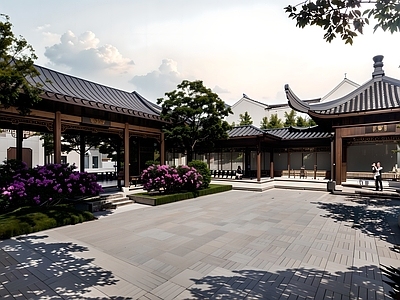 中式古建筑 古建 亭子 中式 庭院 廊