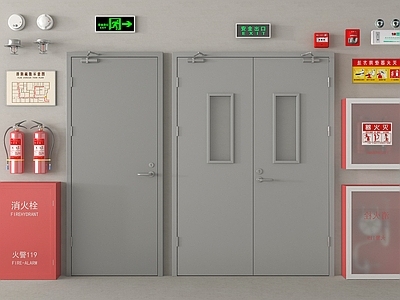 现代其他门 现代消防门防火门 安全出口灭火器 消防栓 安全门 应急照明灯