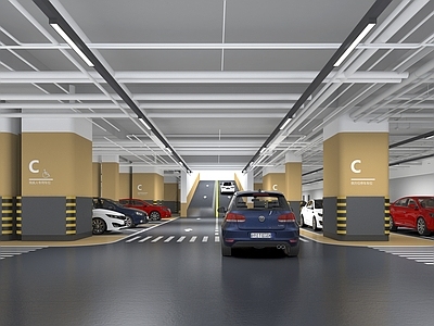 现代室内停车场 地下停车场