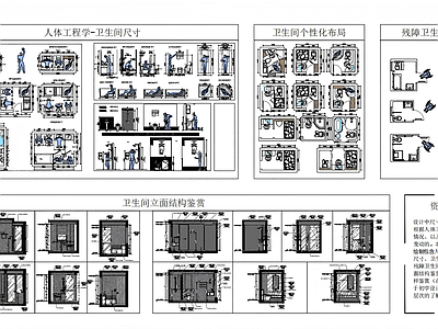 现代极简卫浴设施 人体工程学 卫生间 布局设计 卫生间尺寸 小便池 施工图