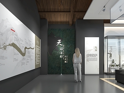 新中式博物馆 历史博物馆 新中式文化展厅 博物馆展柜 沙盘