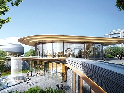现代小区建筑 会所 大门