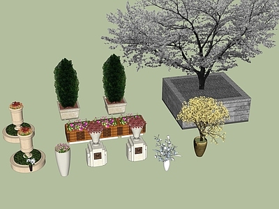 现代其他小品 花箱树池盆栽