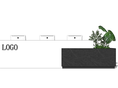现代简约前台 公司大厅接待前台 设计感绿植接待台 民宿酒店创意前台 公司前台接待桌 现代简约大厅前台