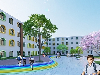 现代校园景观 学校景观 小学景观