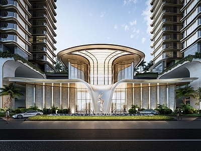 现代小区建筑 豪宅大门