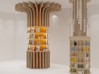 现代展示台 展示柜 包柱 图书馆书架