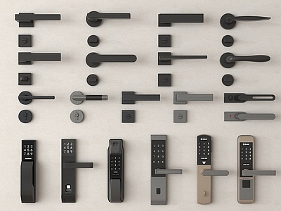 锁 钥匙 现代门锁门把手 指纹锁