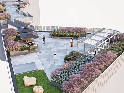 现代屋顶花园 办公楼屋顶花园 庭院花园