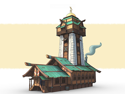 现代艺术风格建筑 维京之家 卡通房子 Q版房子 铁匠铺 瓦房