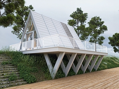 现代风格建筑 装配式民宿建筑 山地轻质建筑 三角民宿建筑