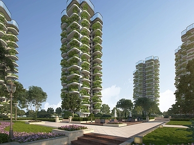 现代高层住宅 住宅景观 住宅 住宅绿化
