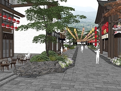现代古建筑 古建筑商业景观 大门入口建筑