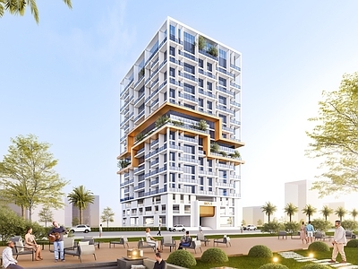 现代极简风格建筑 办公 住宅公寓 高层 现代特色