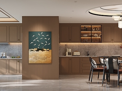 新中式开放式厨房 餐厅厨房 岛台厨房 半开放式厨房