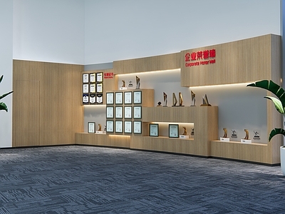 现代中式其他办公区域 展厅荣誉墙效果图