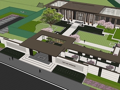 新中式小区建筑 龙湖紫宸样板区 售楼部 示范区