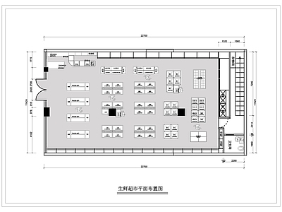 现代超市 生鲜超市平面图 生鲜超市 施工图