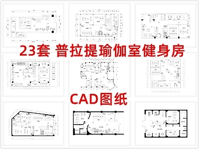 现代瑜伽馆 普拉提 普拉提瑜伽 瑜伽室瑜伽馆 健身房 施工图