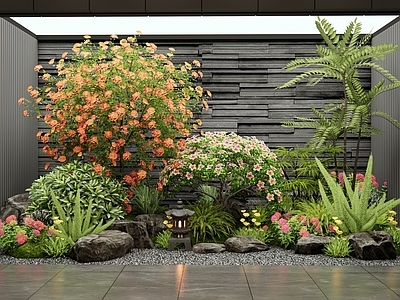 现代室内景观 天井植物造景 花草 灌木 花境 植物堆