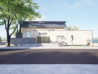 现代新中式入口大门 公园入口大门 景区入口大门 公共厕所 卫生间建筑