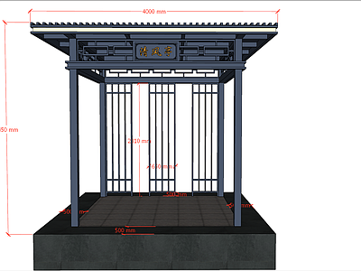 现代新中式风格建筑 凉亭