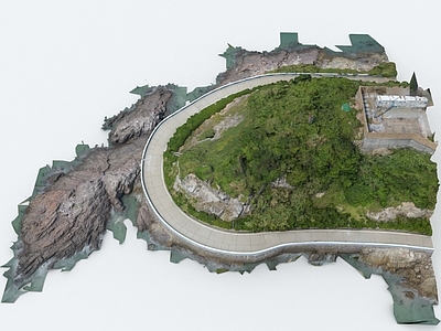 现代假山水景 公路 山路