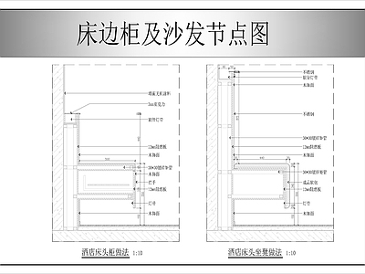 柜体节点 床边柜及沙发节点 施工图