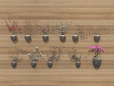 新中式中式花艺 玻璃花瓶 陶瓷花瓶 干花插花 饰品摆件花瓶 干支枯枝花艺