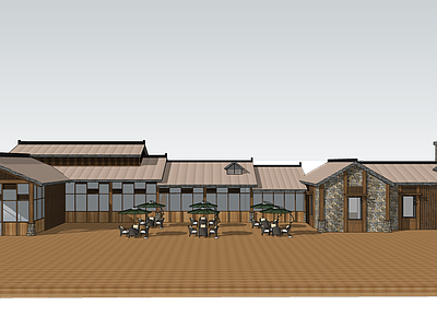 现代新中式其他商业建筑 中式坡屋顶建筑 服务中心建筑