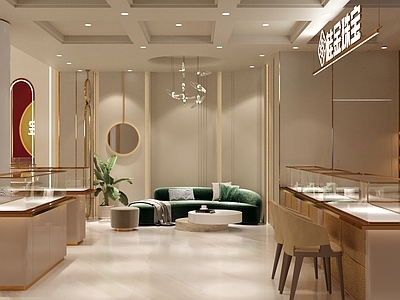 现代奶油珠宝店 珠宝店 门头 珠宝 商业