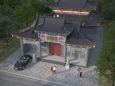 新中式中式鸟瞰规划 乡村鸟瞰 祠堂 寺庙 鸟瞰