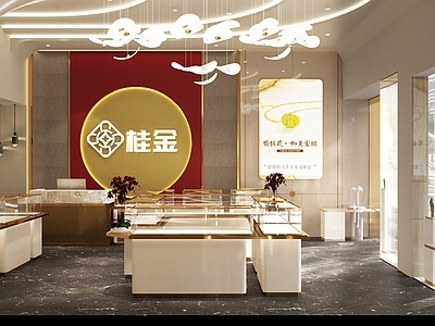现代简约珠宝店 珠宝店 门头 黄金 灯箱