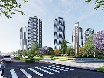 现代商业景观 精神堡垒 示范区入口 景观堡垒 高层住宅 现代景观