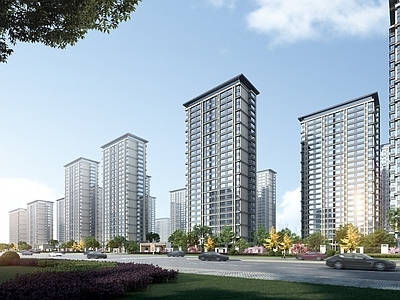 现代新中式高层住宅 住宅大沿街
