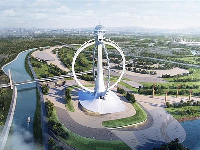 现代艺术风格建筑 摩天轮 公建