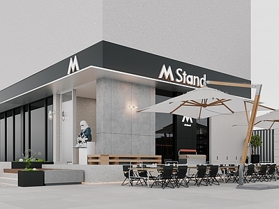 现代茶餐厅 现代餐厅 餐饮 店面 门头